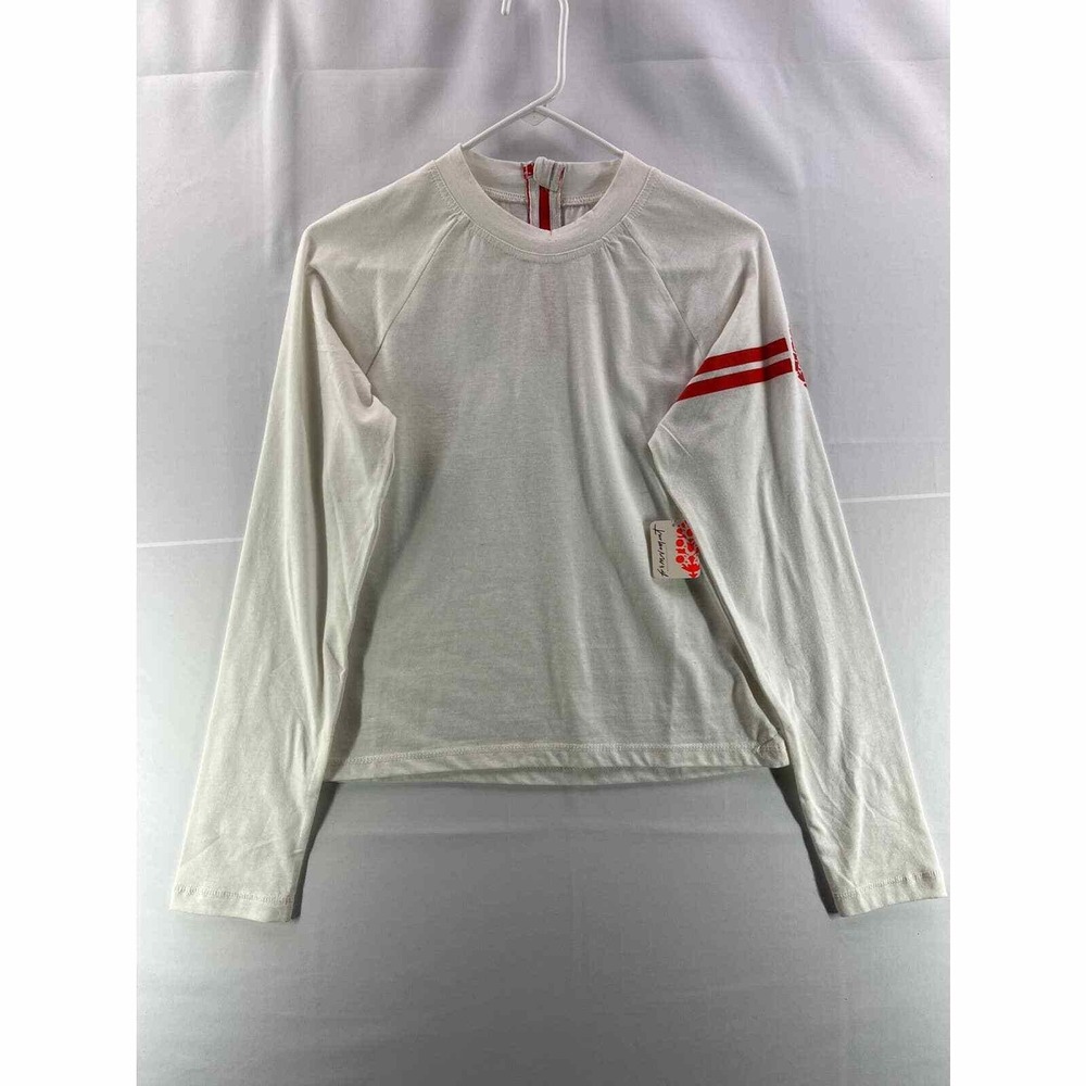 Free People Movement Womens Top M Cream Long Sleeve Raglan Zip Back Athletic NWT
